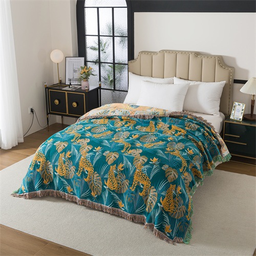 Foreign Trade Pure Cotton Four-Layer Gauze Bed Cover, Household Double Quilt, Nap Blanket, Comfortable Air-Conditioning Blanket, Multi-Functional Blanket, Summer Cooling Blanket