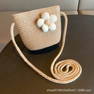 Childlike Girl Baby Crossbody Bag Children's Casual Woven Bag Coin Purse Beach Bag