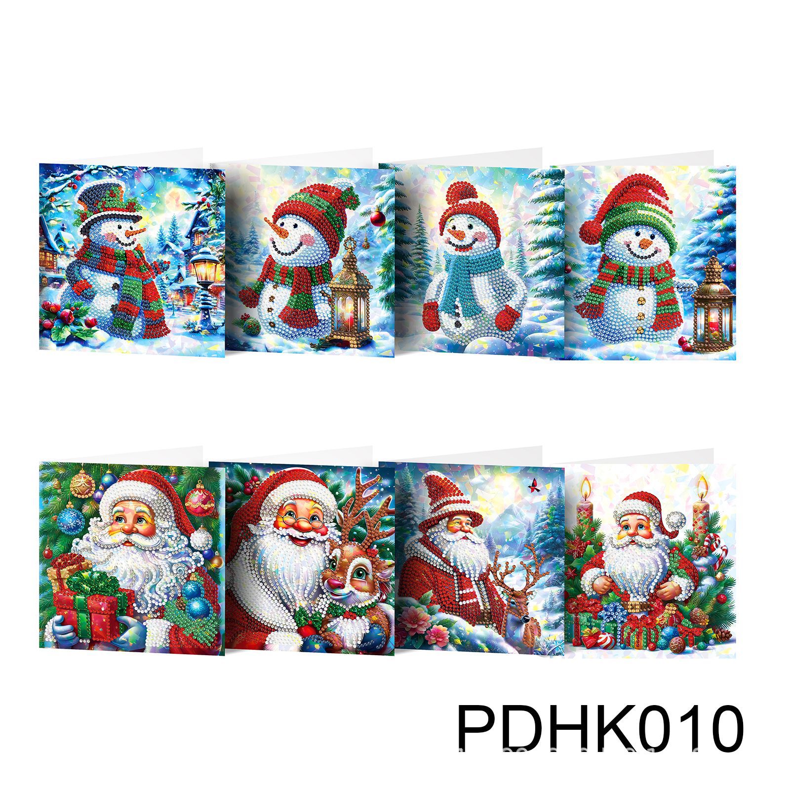 Nuevos diamantes transfronterizos alrededor de la pintura de diamantes DIY flores de Navidad tarjetas de regalo de cumpleaños 12 tarjetas de diamantes