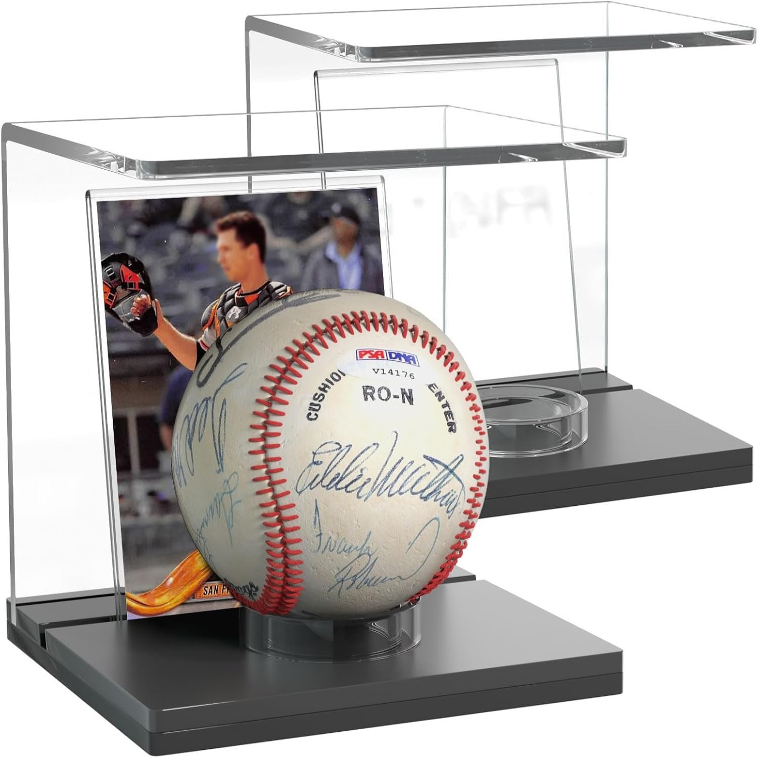 跨境丙烯酸透明球盒带底座棒球卡纪念品展示亲笔签名垒球保护架