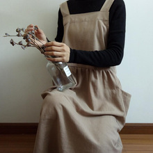 日式罩衣文艺长款罩衫田园风纯色韩款围裙做饭厨房防油污花店咖啡