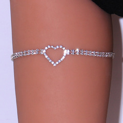 European and American foreign trade jewelry chain with hollow multi-layer heart-shaped leg chain for women, double-row diamond body chain