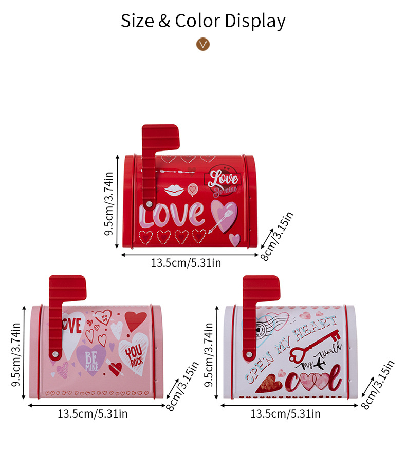 Decorative Props Event & Party Supplies Valentine'S Day Cute Romantic Letter Heart Shape Mailbox Tinplate Holiday Date Decorative Props
