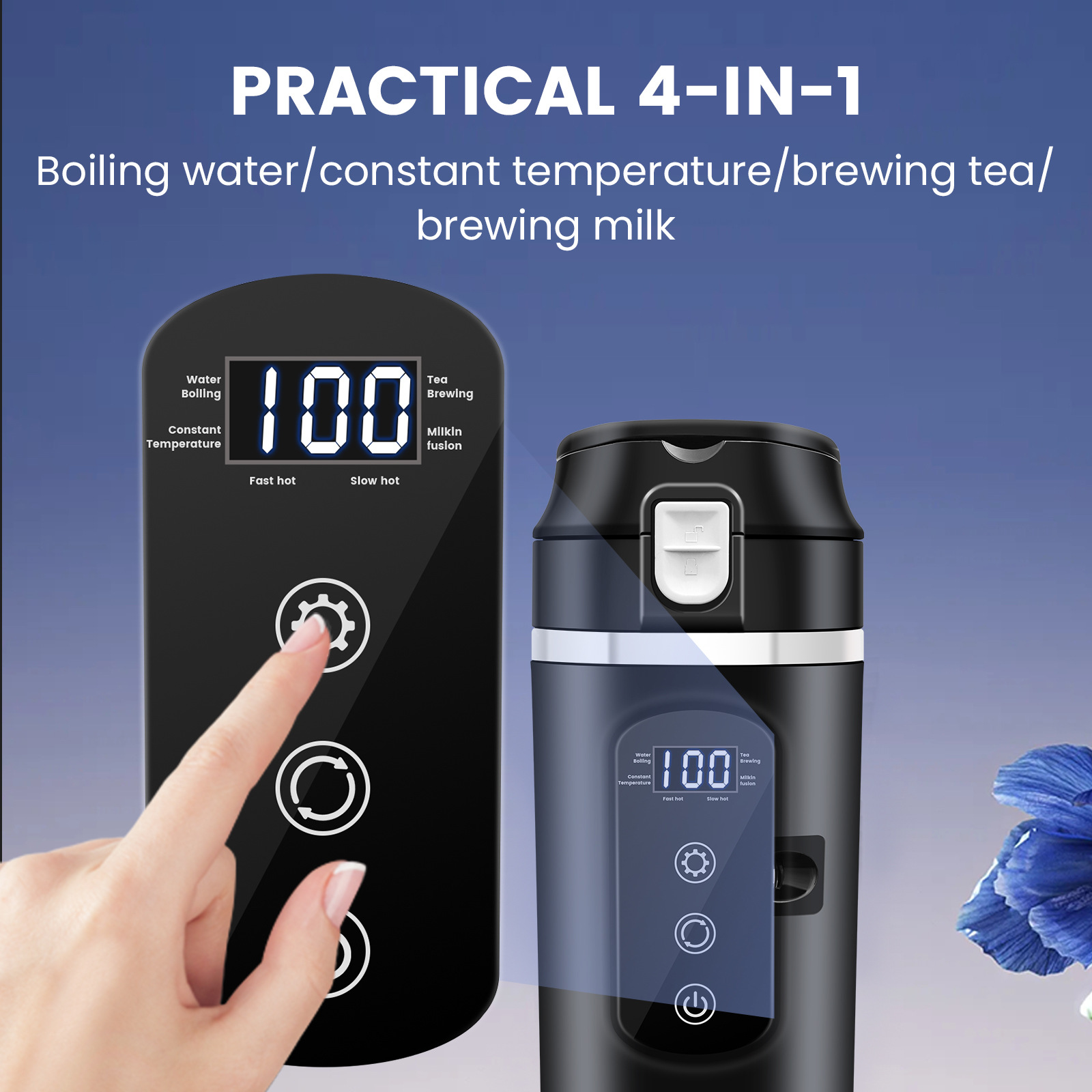 Cross-Border Car Electric Heating Cup for Boiling Water 304 Stainless Steel Insulated Cup Integrated Smart Double-Layer Water Boiling Cup 12V24V