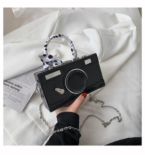  new style bags women's bags ribbon hand box camera bag ins Korean version trendy laser chain small square bag