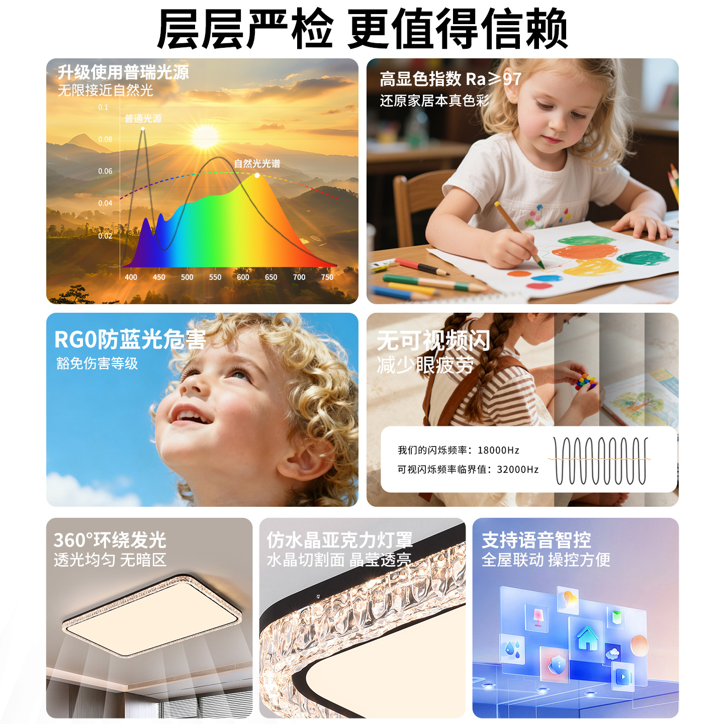 Luz de techo de la sala de estar 2026 nueva protección de ojos de espectro completo lujo ligero italiano luz principal de vestíbulo simple lámpara Zhongshan 357L