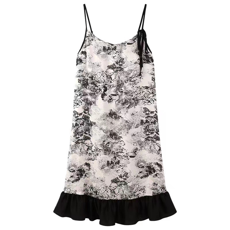 Pijama de mujer lindo dulce algodón pijama de rodilla estudiante V-collar vientos vestidos de casa falda de verano