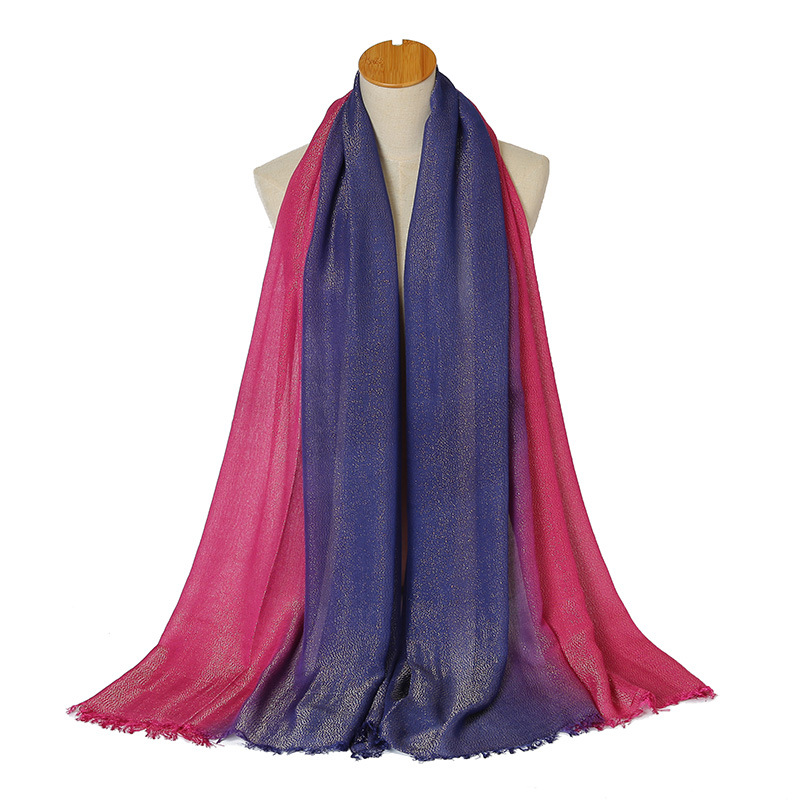 跨境新款金丝手绘渐变色吊染扎染长巾女士围巾披肩包头巾
