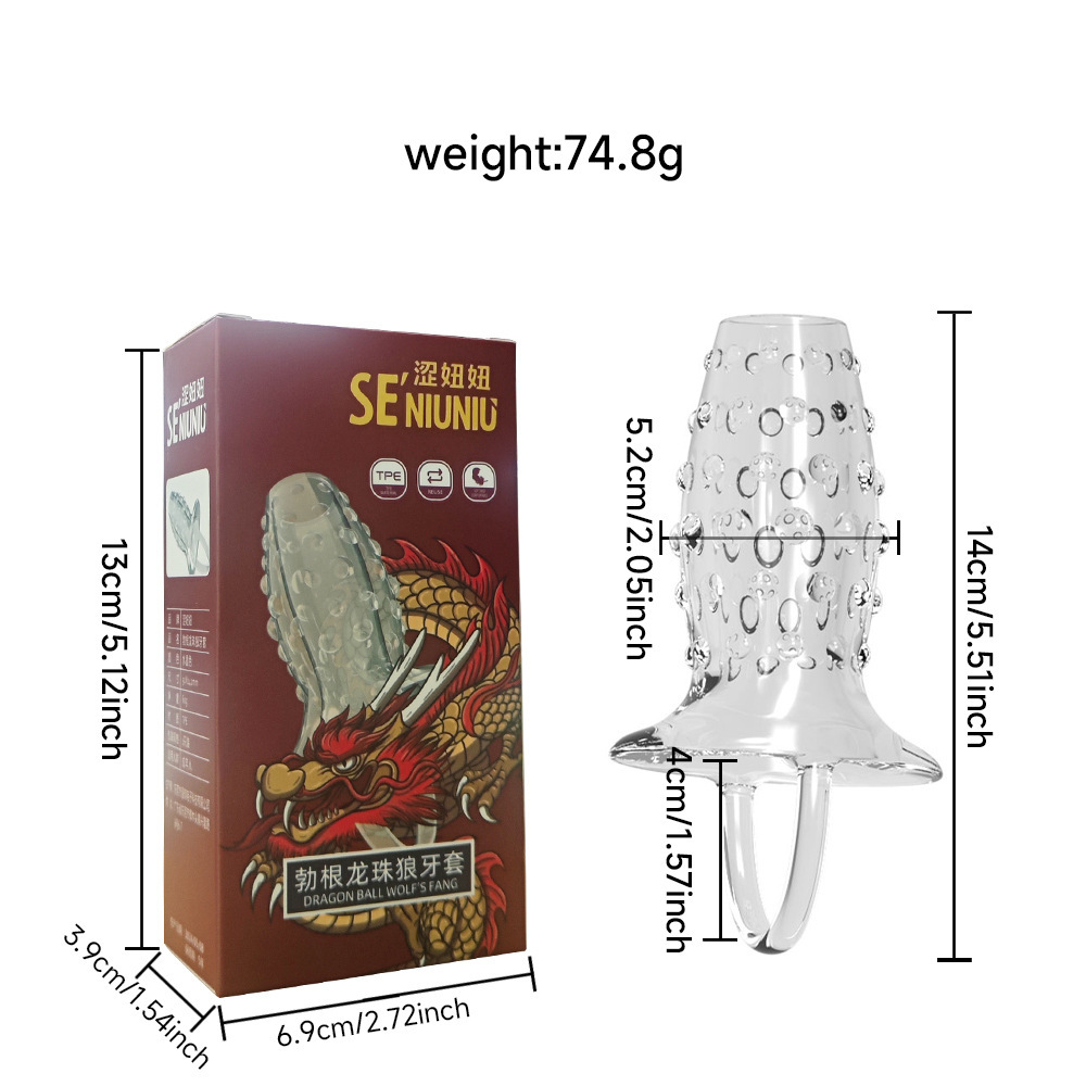 Transparent Wolf-Tooth Textured Condom Sleeve, TPE Manual Adult Intimacy Accessory — detail image 3