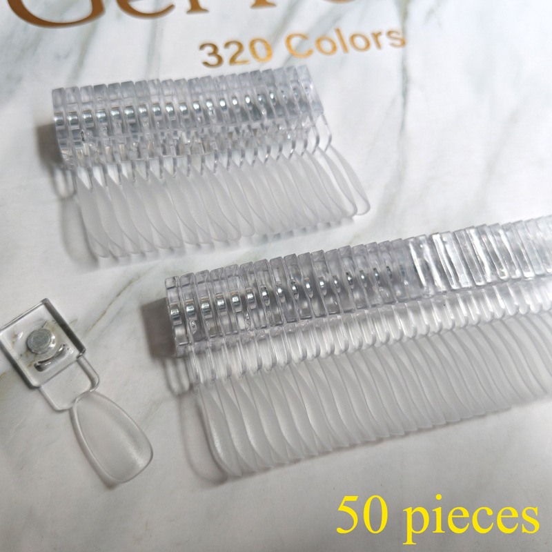 Magnetic nail tips for nail salons, nail polish display swatches, multiple styles of transparent practice nail tips samples