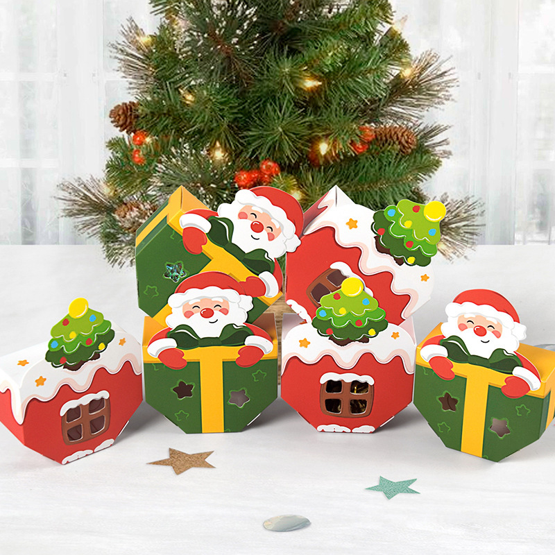 かわいい折りたたみビジュアル中空キャンディクリスマスギフトボックス在庫あり DIY クリエイティブカラフルな聖なるギフトボックス 10 パック|undefined