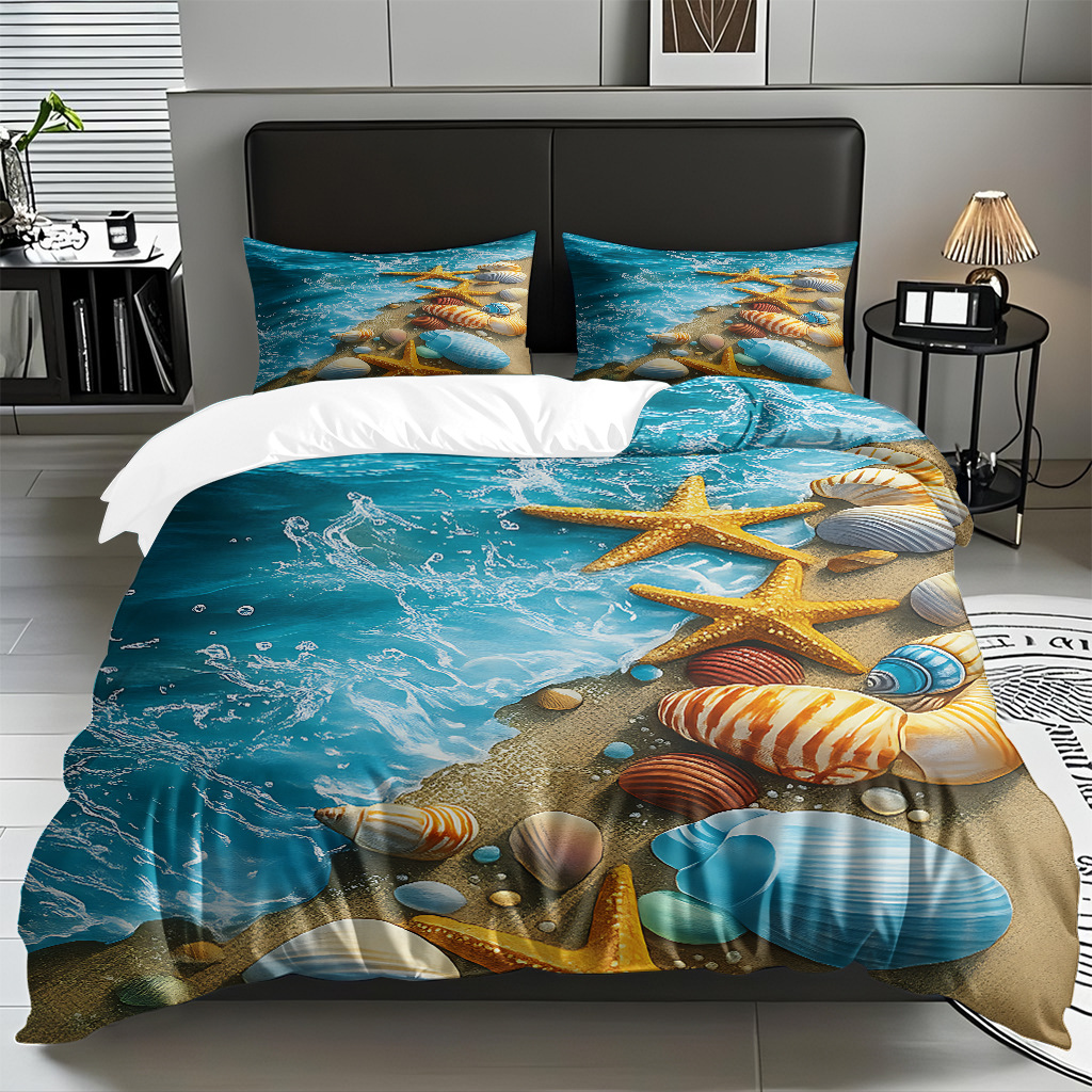 TEMU / JIT Amazonas textiles caseros transfronterizos hermosa vista al mar HD conjunto de edredón de impresión digital para diseñar