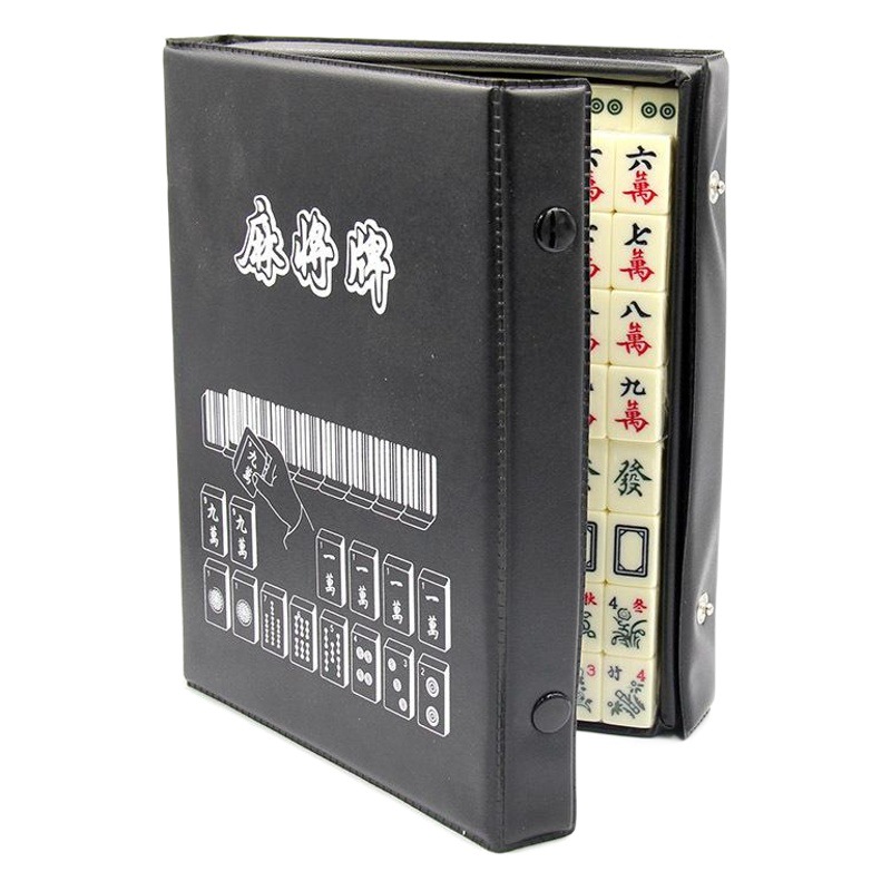 Wholesale In-Stock Mini Carved Mahjong 2cm Portable Leather Case Travel Mahjong Carved Version Travel Entertainment Mahjong