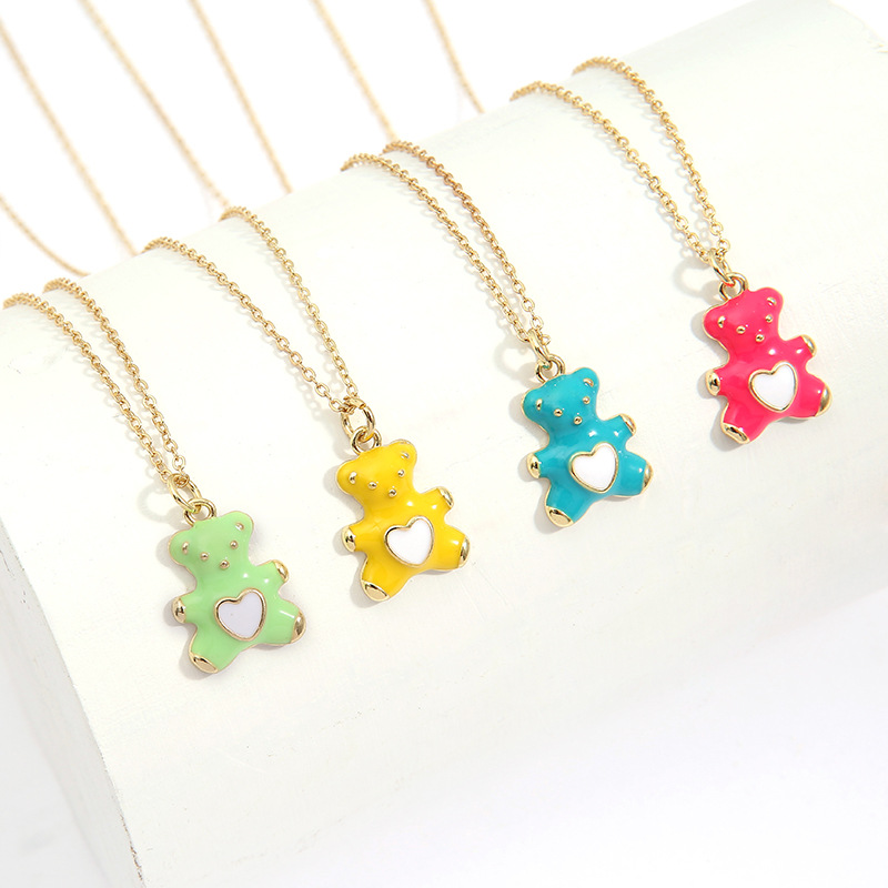 Cute Bear Copper Pendant Necklace Splicing Copper Necklaces