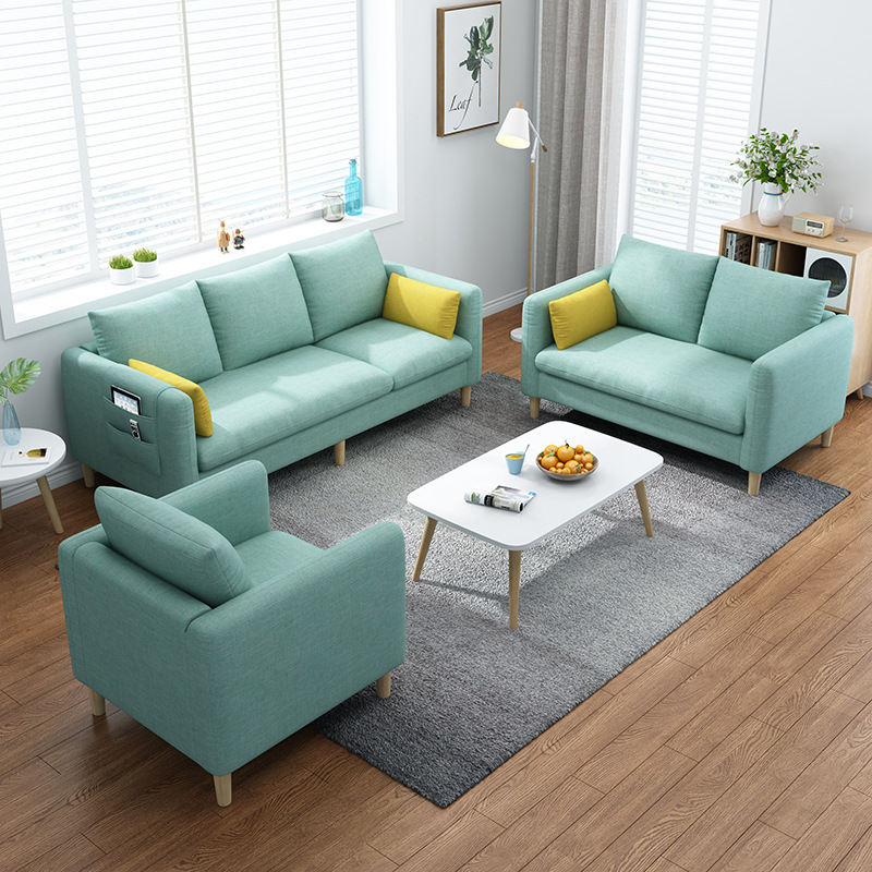 Modern Minimalist Fabric Sofa for Small Apartments, Removable and Washable, Suitable for Living Room, Apartment Building, Single, Double, or Three-Seater Straight-Row Sofa