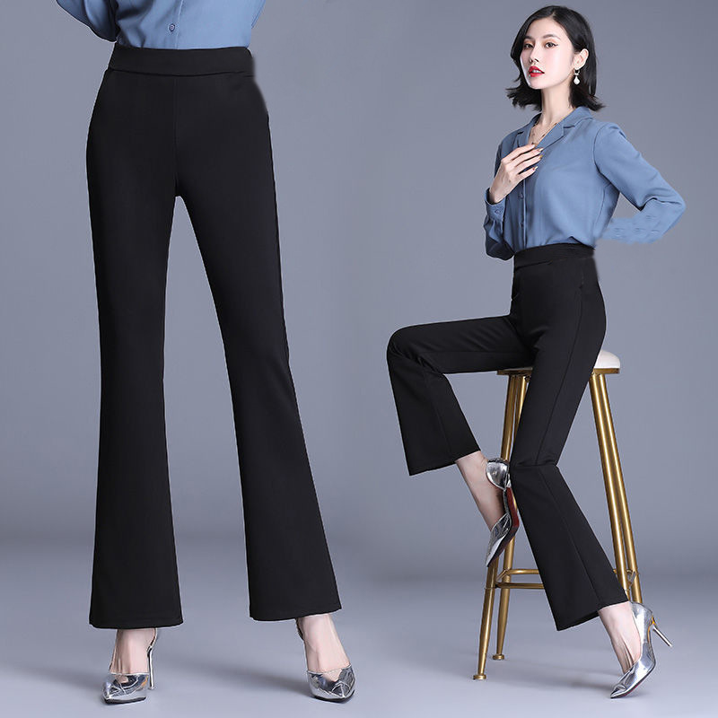 A Large Number of Ready-Made Micro-Flared Trousers for Women, High-Waisted Outer Wear, Elegant Commuting Thin Elastic Light Mature Style Casual Pants