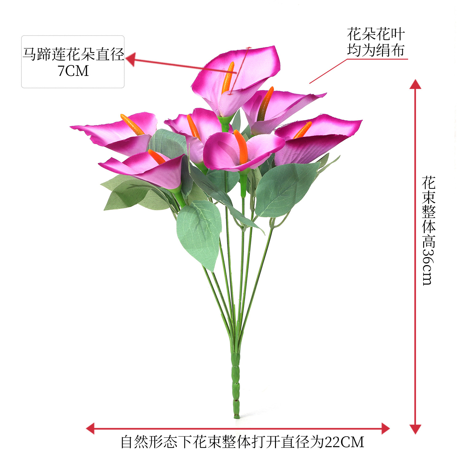 Ramo de calas artificiales de tallos múltiples Flores de seda Arreglos florales artificiales Flores decorativas para el salón de casa Accesorios para fotografía