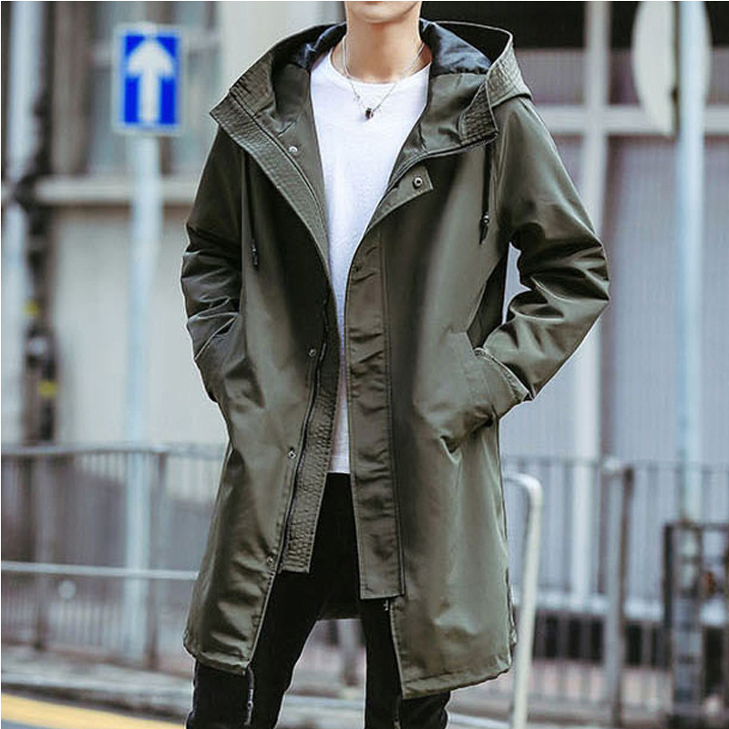 Trench coat men's mid-length British style Korean style trendy spring and autumn thickened coat men's high-grade winter coat
