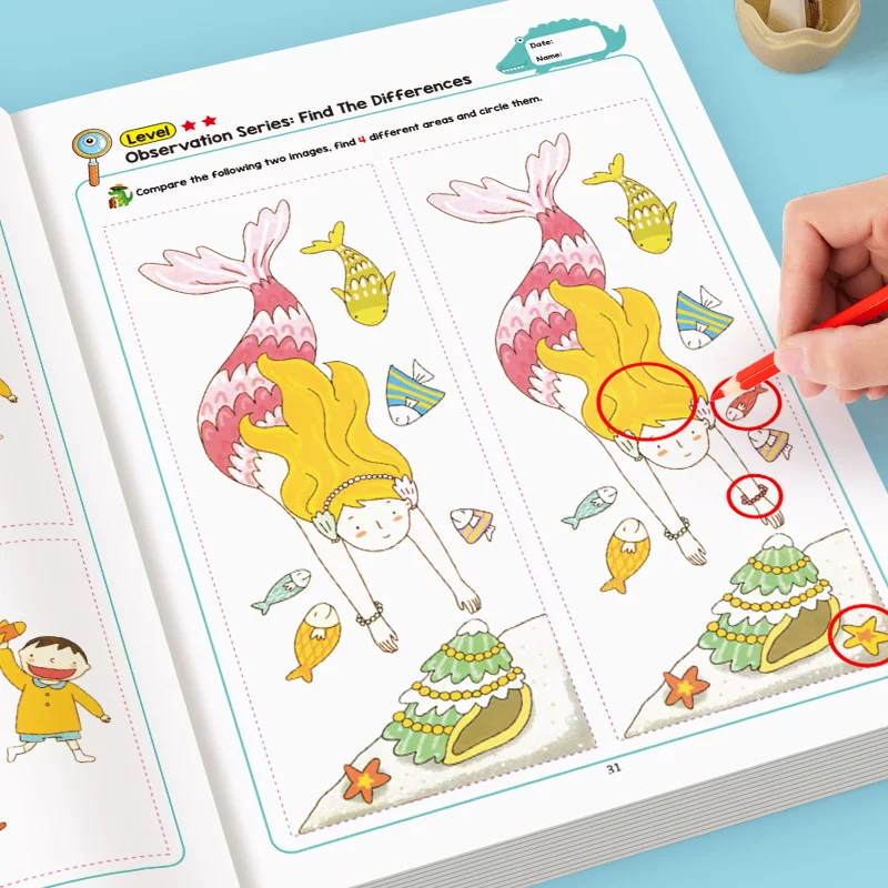 Cross-border Children's Visual Discovery Challenge Concentration Training Find the Differences Puzzle Book Picture Book Look for Things