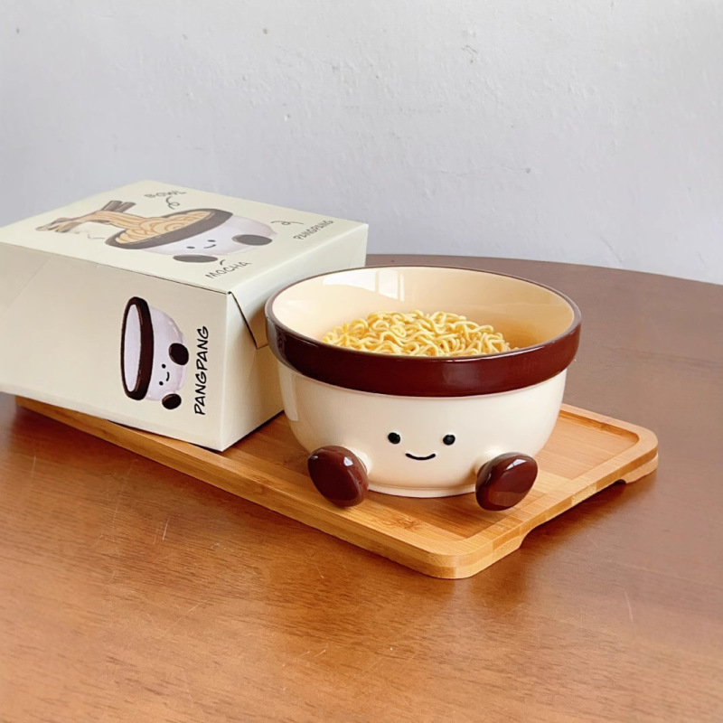 Small Pottery Cute Underglaze Color Fat Feet Ceramic Eamo Bowl Salad Bowl Household High-value Student Dormitory Bowl