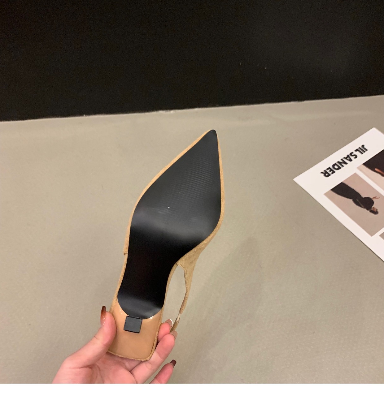 Niche French high-heeled black toe sandals fairy shoes 2023 new spring and summer pointed toe temperament single shoes_voghion.com