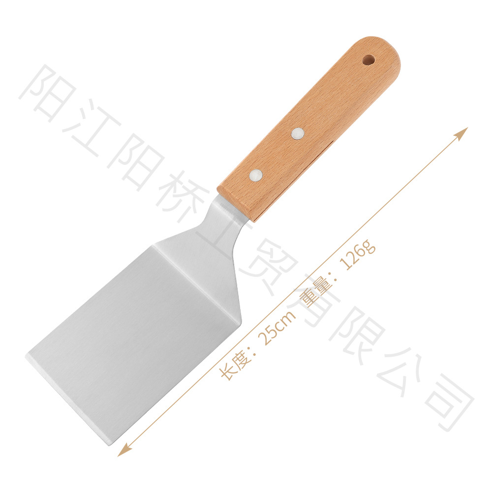 Amazon Hot sale acero inoxidable parrilla herramienta set al aire libre barbecue hierro guisado mango de madera cocinar combinación de cocina de grasa