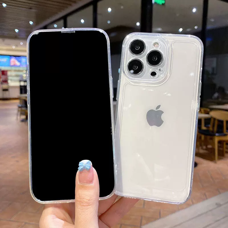 适用苹果13pro太空透明手机壳iphone16防摔精孔直边保护套批发