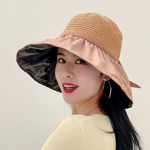 Sunshade Hat for Women, Summer Black Rubber Fisherman Hat, Sports Outdoor Sun Protection Hat, Cute Korean Version New Sun Hat, Wholesale