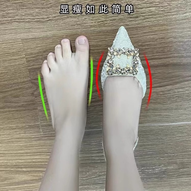 Temperamento francés, tacones altos de todo fósforo, mujeres, primavera y otoño, diamantes de imitación, tacones de aguja puntiagudos, zapatos de dama de honor, zapatos individuales diarios, sandalias Baotou, verano