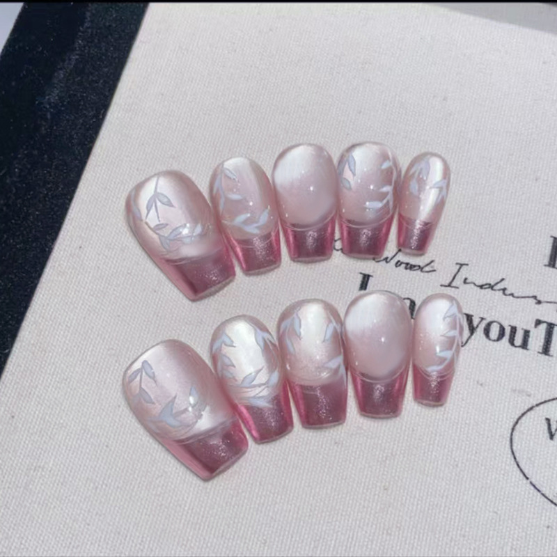 Uñas postizas removibles hechas a mano con forma de ojo de gato, manicura, uñas cortas de Ballet, tamaño dividido, uñas usables, 10 piezas, venta al por mayor