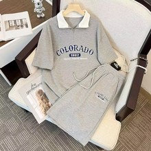 网红同款polo运动服套装女2024夏季休闲设计感小众短袖短裤两件套