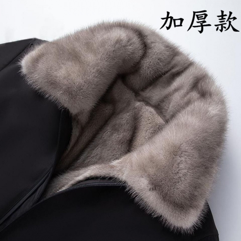 Shanli Dadini Overcome Men's Mink Coat Whole Mink Coat Parksuit for Middle-aged and Elderly Warm Short Thickened Fur