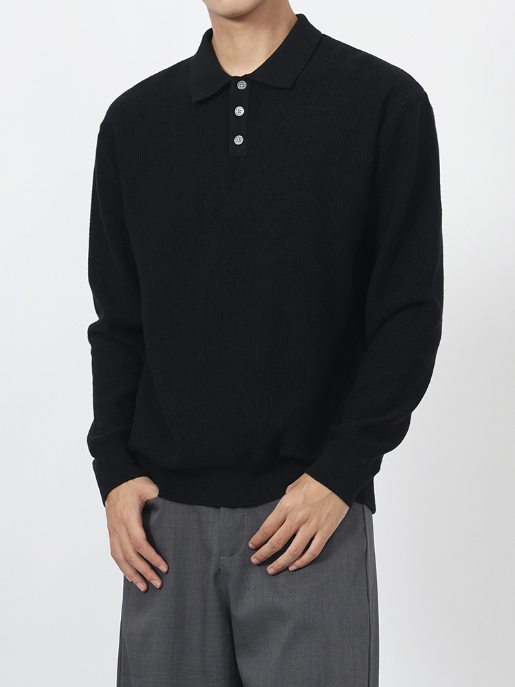 Lujo ligero hombre polo hombre de negocios casual alto sentido de la solapa suéter de punto polo chaqueta hombre
