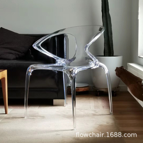 Italian Alien Transparent Resin Chair Epoxy Crystal Living Room Dining Chair Rocherby Xiahongshu Acrylic Armchair