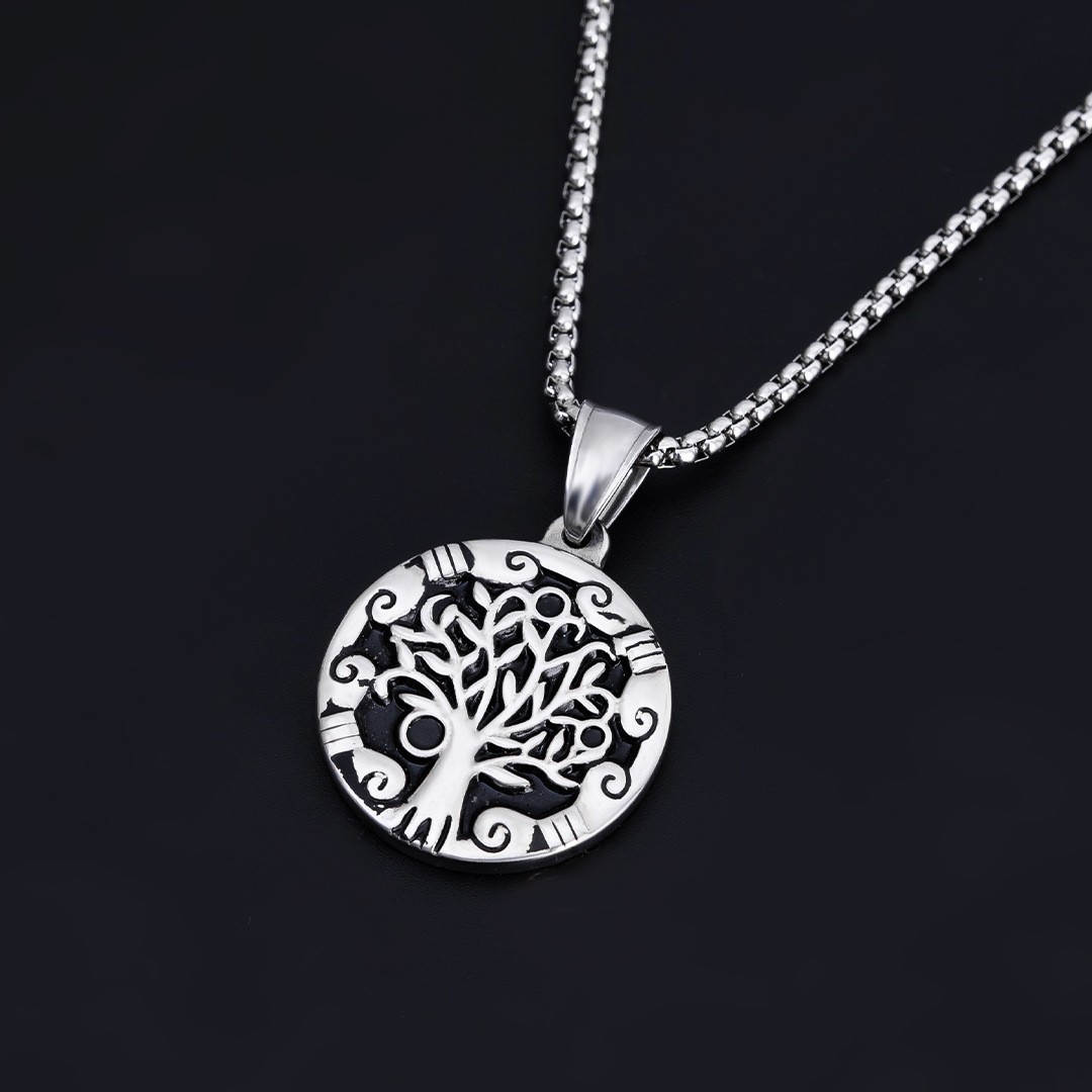 Tree Of Life Stainless Steel Necklace Personalized Pendant Set_voghion.com