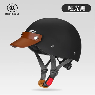 3C Certified Retro Motorcycle Motorcycle Half Motosiklet kaskı (dəbilqə) - anshun-retro-motorcycle-helmet-matte-black