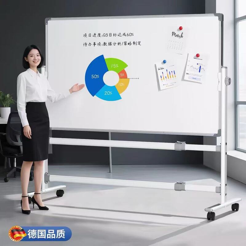 Whiteboard Stand-Type Double-Sided Writing Board, Movable Magnetic White-Green Board, Office and Home Blackboard, Exclusively for Cross-Border Export