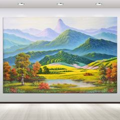 巨人の山の客間の大きい山の絵は山に寄りかかって装飾画の事務室を飾って財産を集めます山水の玄関の壁画は自ら貼り付けます。