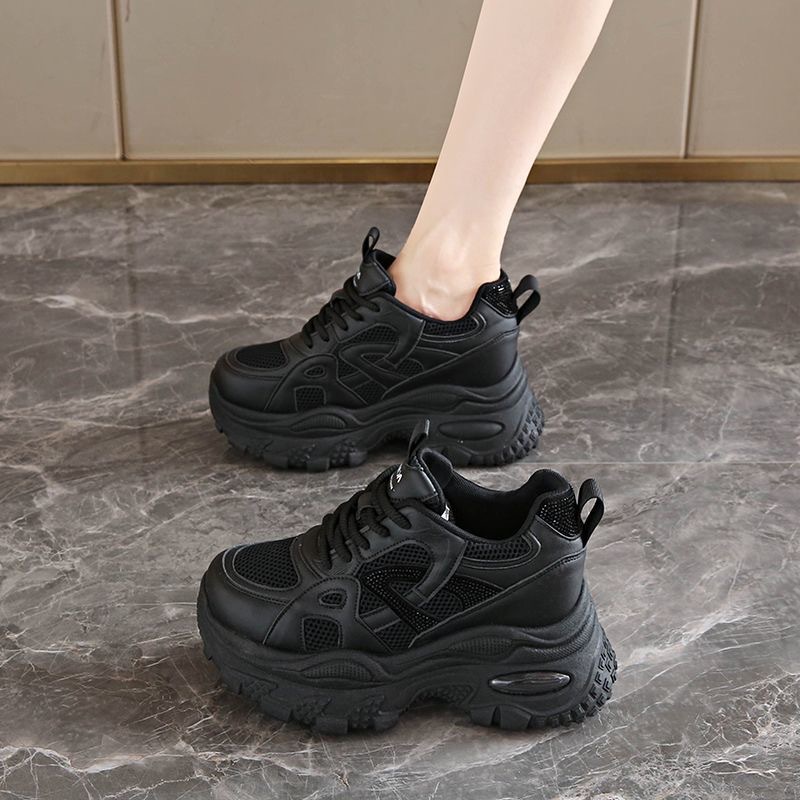 Women's Dad Sneakers Autumn New Breathable Mesh Shoes Korean Version Versatile Thick-Soled Height-Increasing Casual Sports Shoes for Women