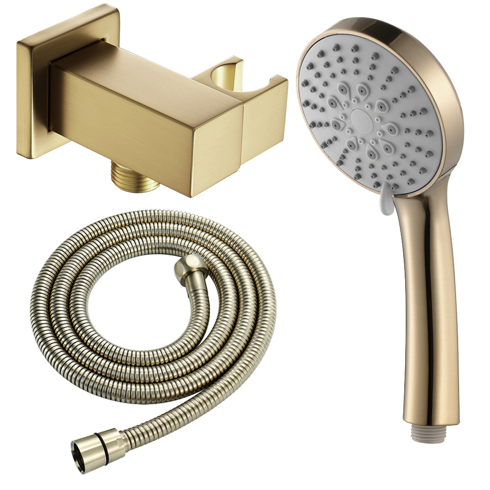 Household handheld showerhead set, brushed gold showerhead, rotatable with water inlet showerhead details Picture