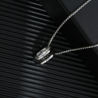 Xl1810-92 chain ring black necklace 60cm