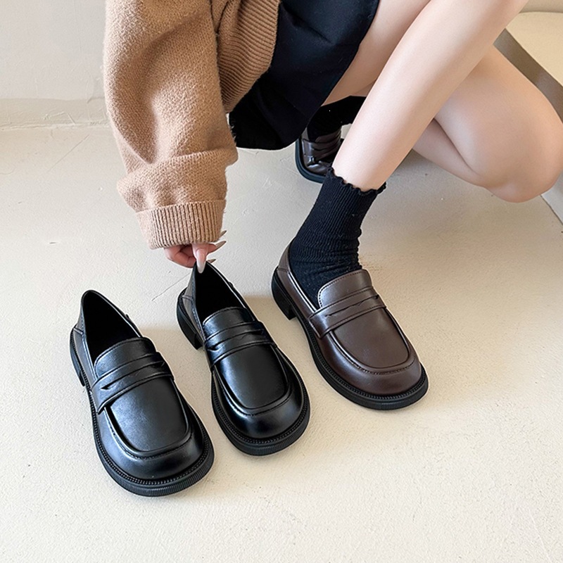 Mocasines de Cuero Plano para Mujer de PU y Caucho con Tacón Plano para Uso Diario
