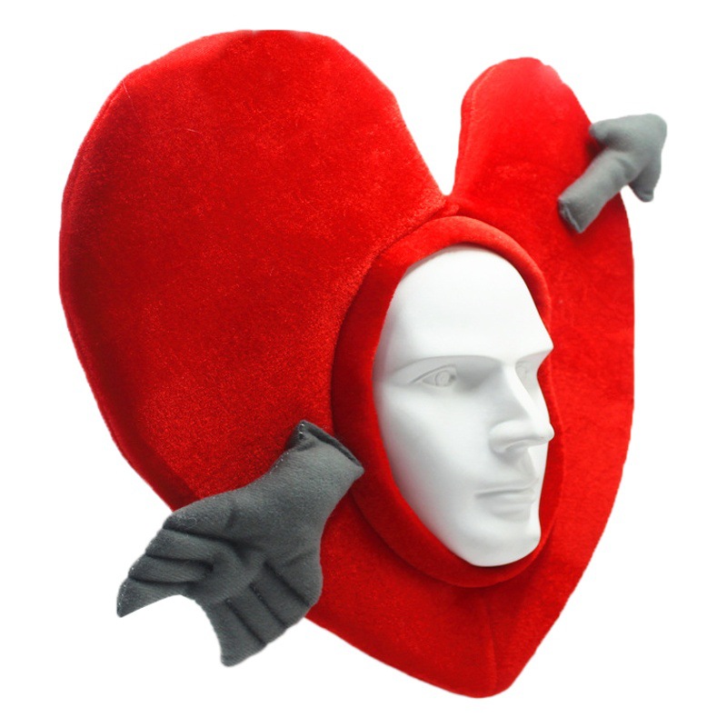 Espectáculo transfronterizo del día de San Valentín Accesorios fotográficos Cartoon Love Peach Funda de felpa Funny Cupid Arrow Sombrero cálido