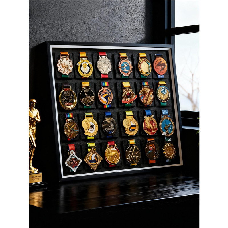 Marathon Medal Display Frame, Honor Medal Storage Display Rack, Wall-Mounted Hollow Three-Dimensional Photo Frame, Wooden Frame Marathon Medal Display Frame, Honor Medal Storage Display Rack, Wall-Mounted Hollow Three-Dimensional Photo Frame, Wooden Frame