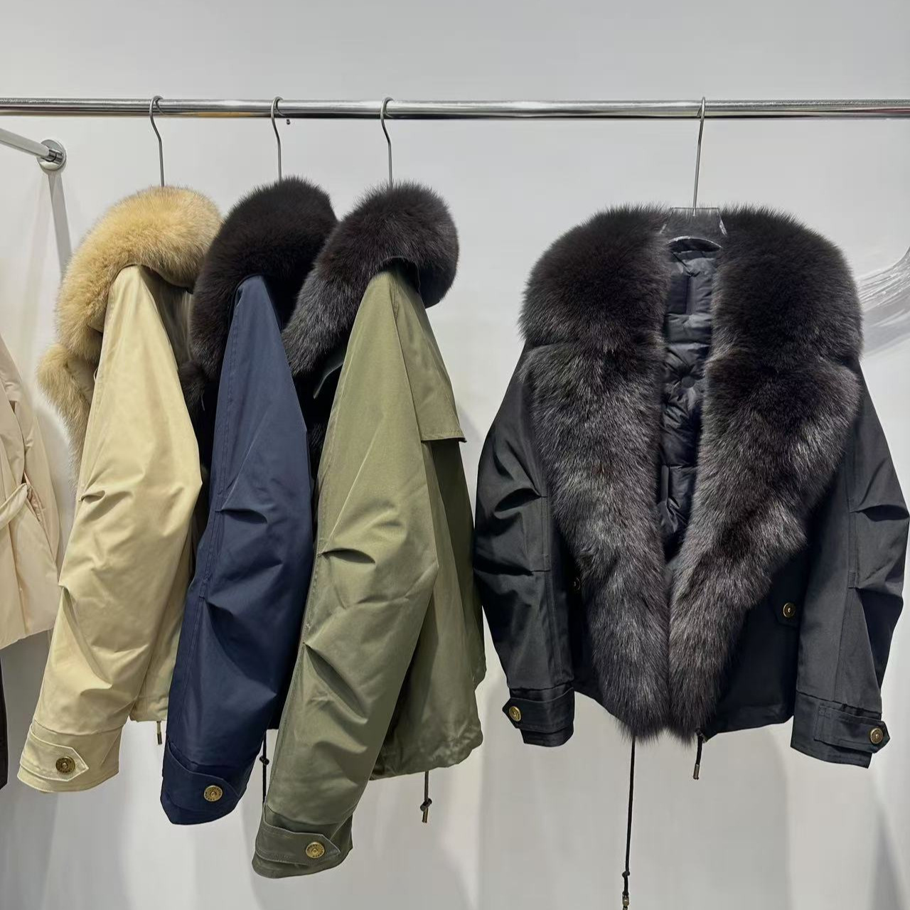 Detachable Real Fox Fur Collar Thickened down Lining Sweet Cool Parka down Jacket Women's Workwear Casual Fur Coat