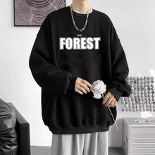 韩版初秋季港风圆领卫衣长袖T恤薄款动漫印花上衣男女同款情侣卫