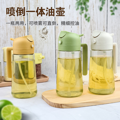 Wholesale spraying dual-purpose oil pot for household kitchen large capacity pressing glass oil bottle without hanging oil atomization spray pot