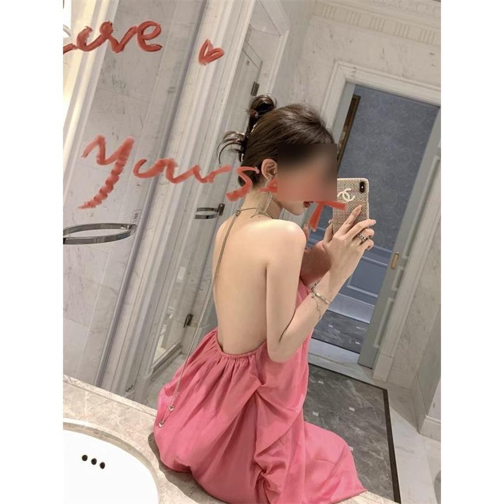 사자우 해변 드레스 해변 휴가 프랑스 핫 소녀 순수한 욕망 스타일 서스펜더 드레스 여성 여름 백리스 슬리밍 롱 스커트