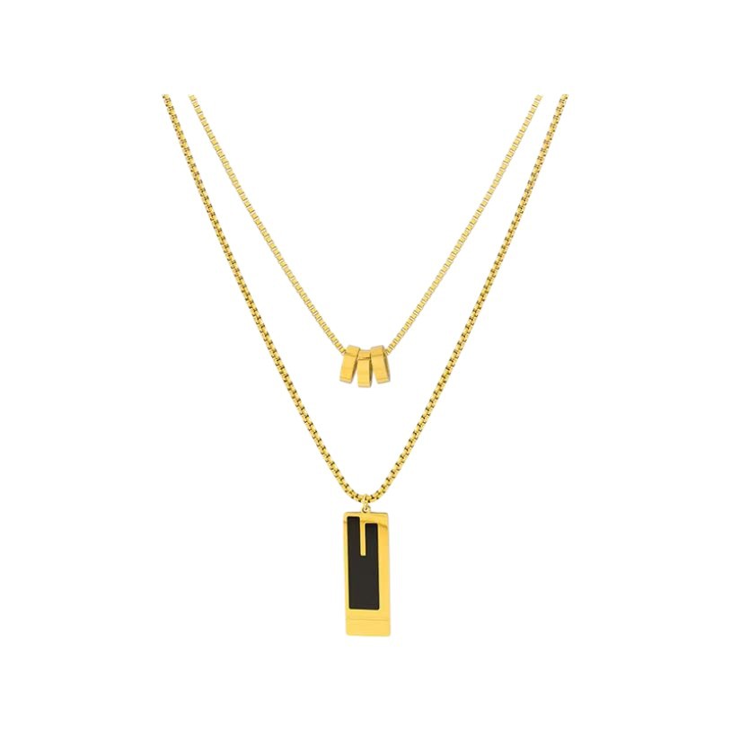 Collana lunga in acciaio al titanio elegante gioiello donna_voghion.com