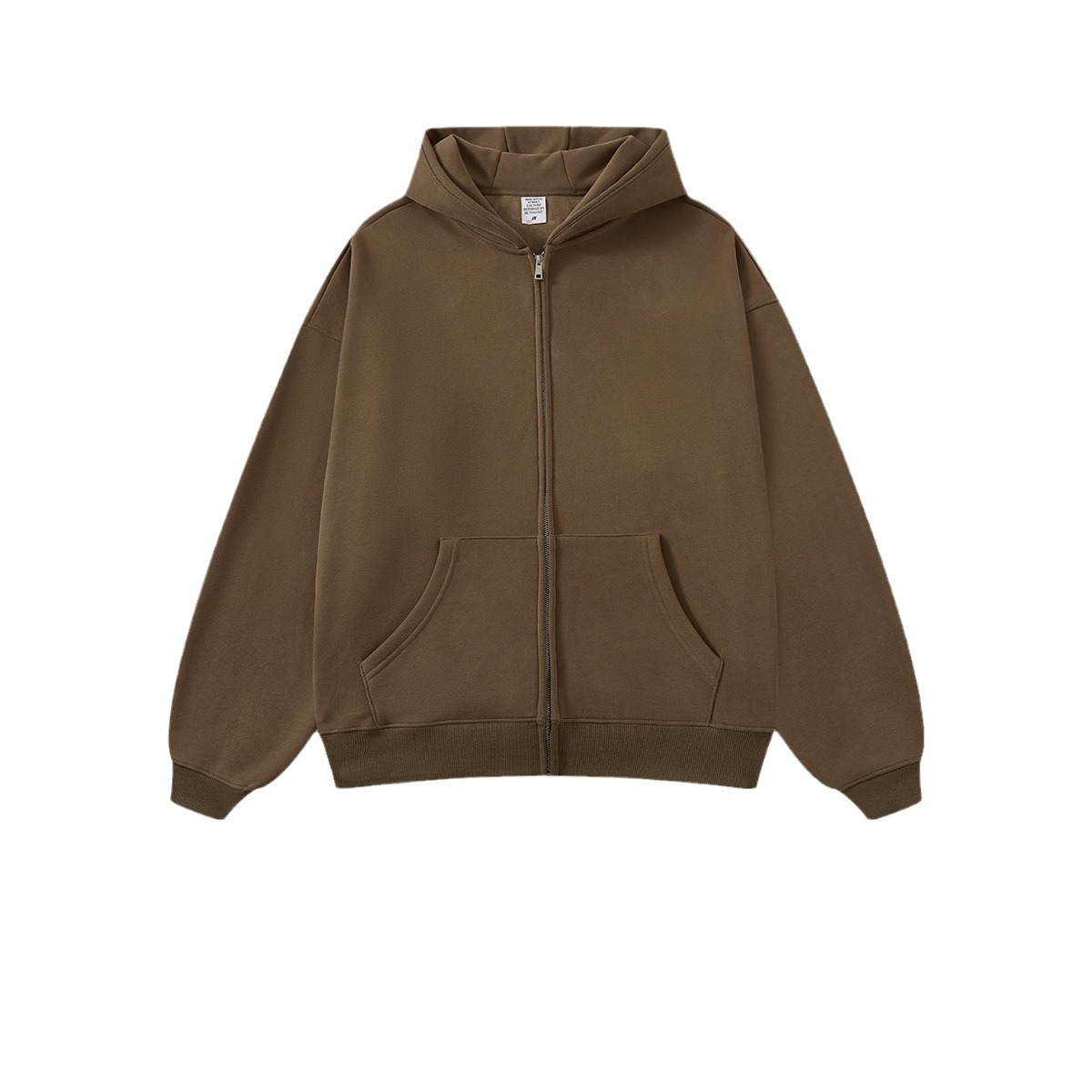 BE marca de moda personalizada 2025, otoño y invierno pesado y vello tipo suelto chaqueta con cremallera encapuchada de color sólido suelta chaqueta con sombrero image 6